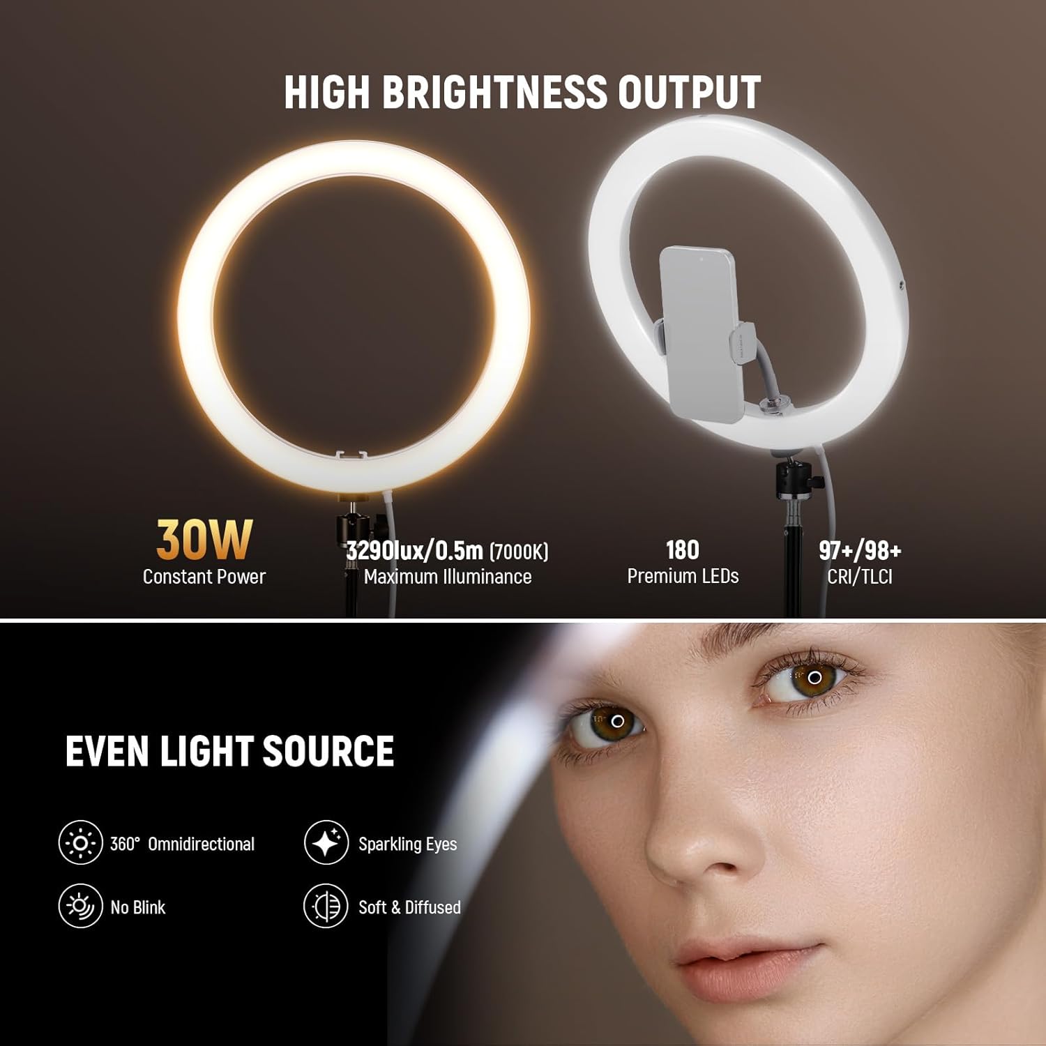 RH12B Pro High Power LED Ring Light with Tripod Stand