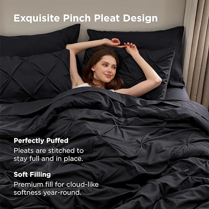 Bedsure Queen Comforter Set Black
