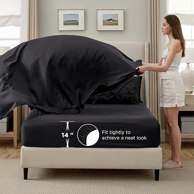 Bedsure Queen Comforter Set Black