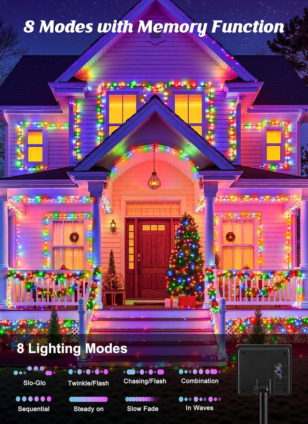 2 Pack Solar String Lights Outdoor