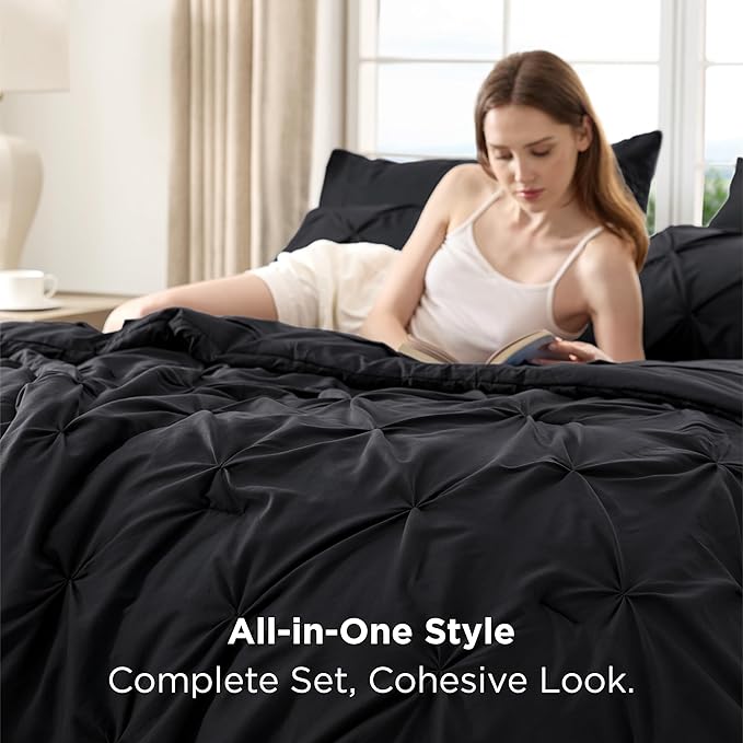 Bedsure Queen Comforter Set Black